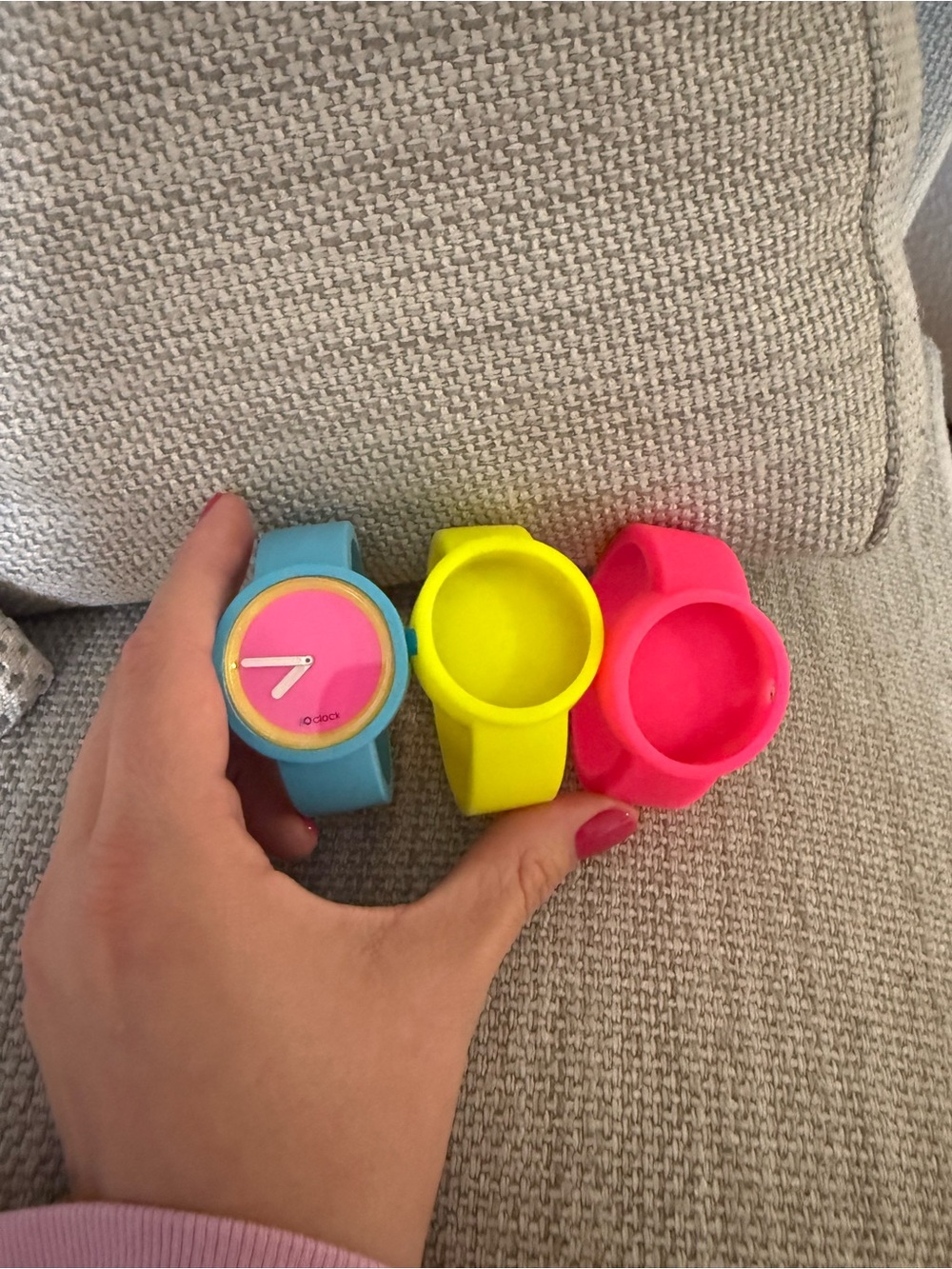 Kids/small wrist Colorful Silicone Watch Trio - Blue, Yellow & Hot Pink